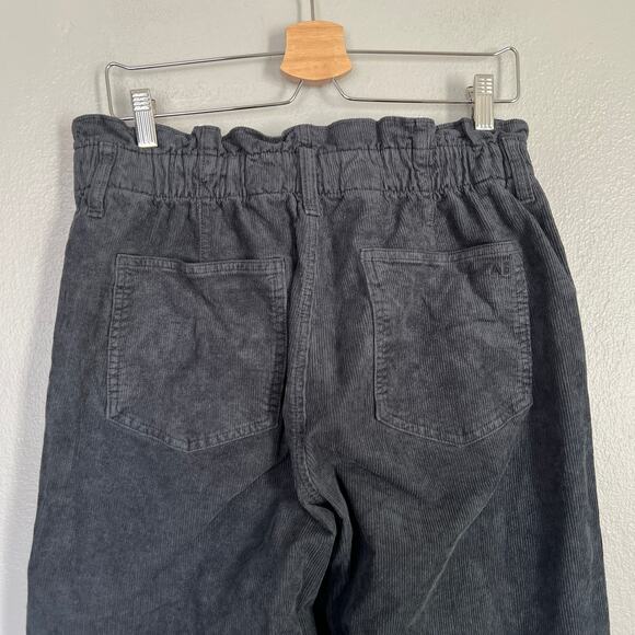 American Eagle Paper Bag Barrel Jeans Women's 8 Gray Stretch High Rise Corduroy - Picture 6 of 12